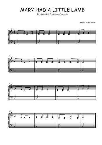 Téléchargez l'arrangement pour piano de la partition de Mary had a little lamb en PDF